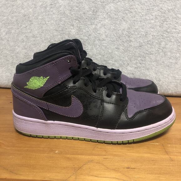 Nike Other - NIKE Air Jordan 1 Retro Joker Night Vision Black Purple Green Shoes Size 5Y 2012